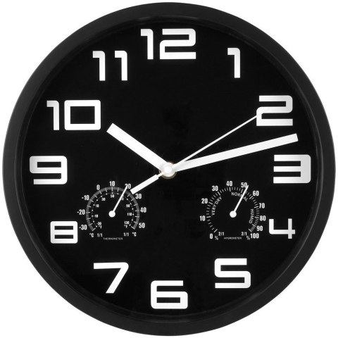 Zegar z Termometrem Higrometrem Ścienny Czarny Okrągły Solidny VILDE 25 cm