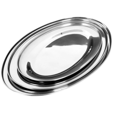 Zestaw 3 Półmisek Stalowy Owalny Taca do Serwowania Duża Średnia Mała VILDE