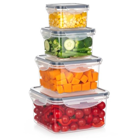 Zestaw 4 Pojemników Lunchbox Kwadrat Szczelny VILDE Mikrofala Zmywarka