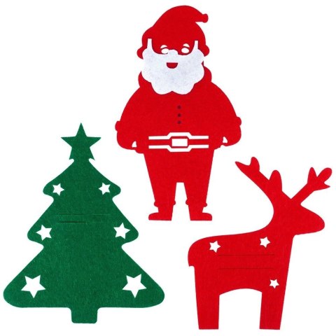 Zestaw 6 Pokrowce Etui na Sztućce Filc VILDE Świąteczny Mikołaj Renifer