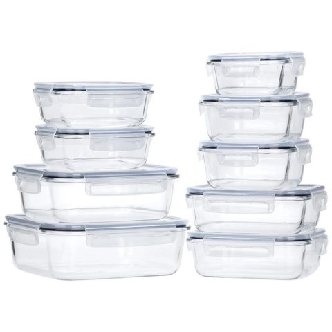 Zestaw 9 Pojemników Szklanych Szczelny VILDE Piekarnik Mikrofala Mrożenie