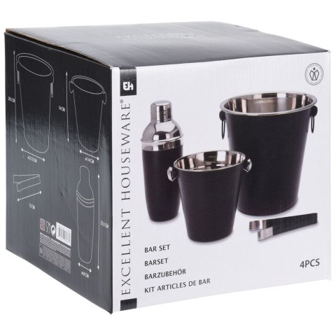 Zestaw Barowy z Shakerem Stalowy Czarny Solidny EXCELLENT HOUSEWARE 4 el.