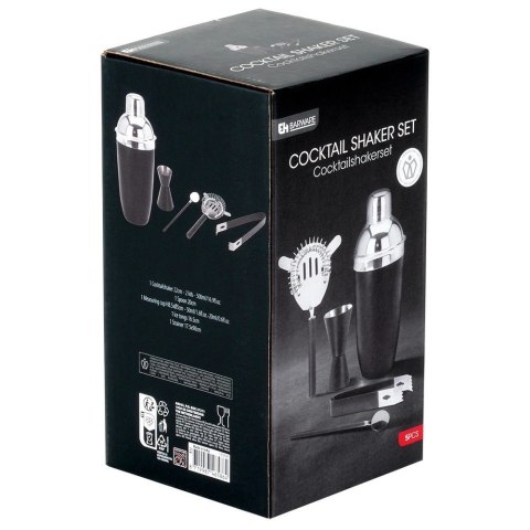 Zestaw Barowy z Shakerem Stalowy Czarny Solidny EXCELLENT HOUSEWARE 5 el.