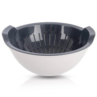 Zestaw Cedzak z Miską ORION ELA 3 L Szaro-Biały 2w1 do Owoców i Makaronu