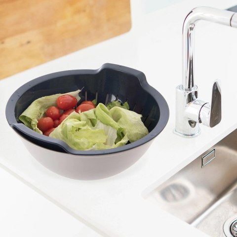 Zestaw Cedzak z Miską ORION ELA 3 L Szaro-Biały 2w1 do Owoców i Makaronu