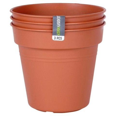 Zestaw Doniczek Okrągłych PROGARDEN 17 cm 3 szt. Ceglane Uniwersalne