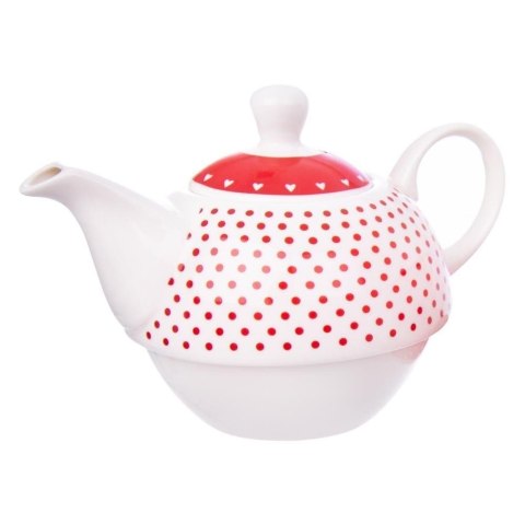 Zestaw Dzbanek z Filiżanką do Herbaty Ziół Porcelanowy Serca ORION 3 el.