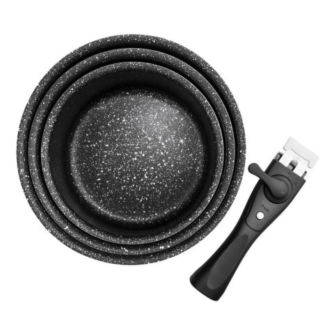 Zestaw Garnków 4 el. ORION GRANDE Granitowy Odpinany Uchwyt PFLUON