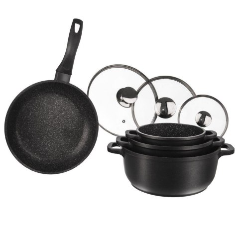 Zestaw Garnków 7 el. ORION GRANDE Granitowy Patelnia Pokrywki