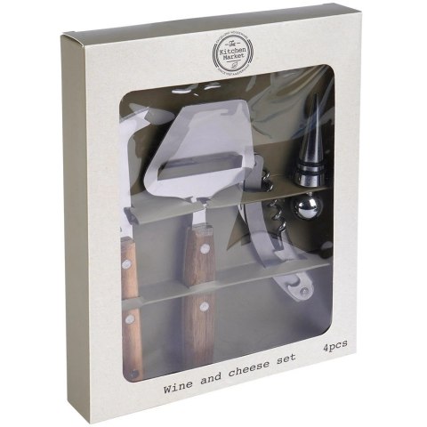 Zestaw Korkociąg Otwieracz Zatyczka do Wina i Nóż Sera 4 el. ORION