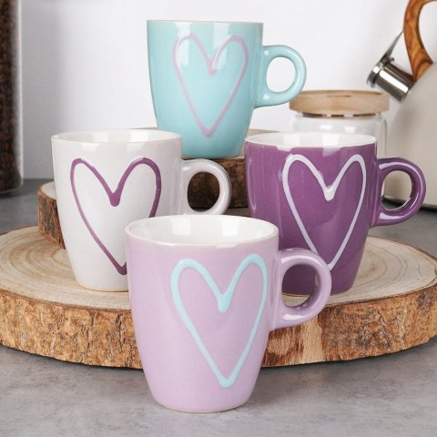 Zestaw Kubki na Kawę Herbatę Kakao Ceramiczne Serca ORION 210 ml 4 szt.