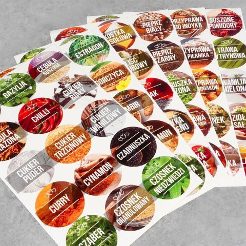 Zestaw Pojemników Słoiczków na Przyprawy Szklany +90 Naklejek VILDE 24 szt.