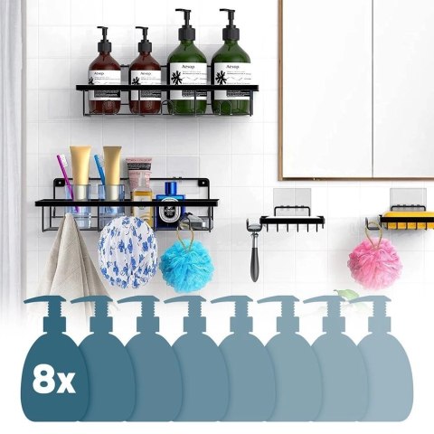 Zestaw Półka Łazienkowa pod Prysznic Metalowa Wisząca Loft VILDE 4 szt.