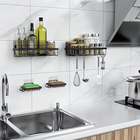 Zestaw Półka Łazienkowa pod Prysznic Metalowa Wisząca Loft VILDE 4 szt.