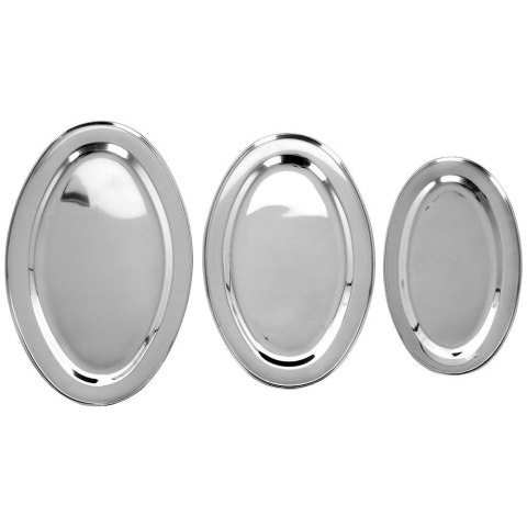 Zestaw Półmiski Tace Stalowe Owalne Solidne EXCELLENT HOUSEWARE 3 szt.