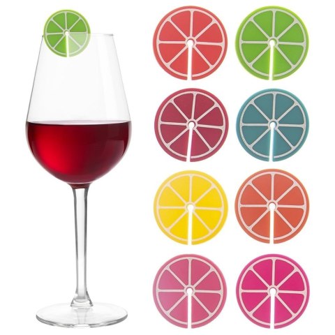 Znaczniki 8 szt. ORION na Szklanki Kieliszki Silikonowe Cytrusy