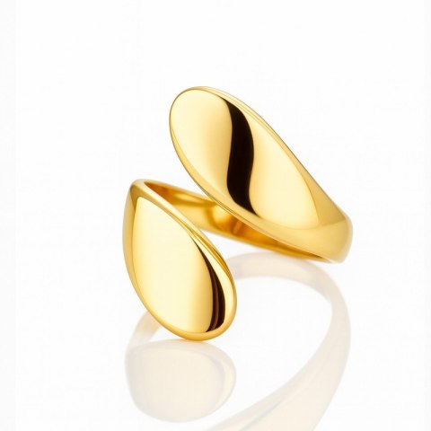 Pierścionek stal chirurgiczna platerowana złotem regulowany PST986