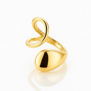 Pierścionek stal chirurgiczna platerowana złotem regulowany PST987