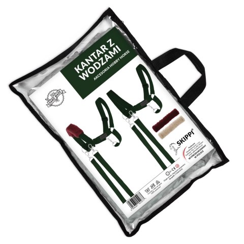 Zestaw Skippi - Hobby Horse Gniady - Derka szary i brąz - Kantar c-zielony