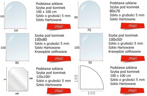 Szyba hartowana - szyba pod Piec lub Kominek 100x100 cm narożna Krak-Trans