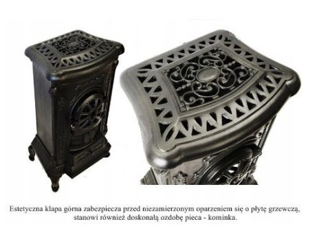 Piec piecyk wolnostojący żeliwny koza INGRID CZARNY 9kW Ø120 na drewno ECO SIGMA