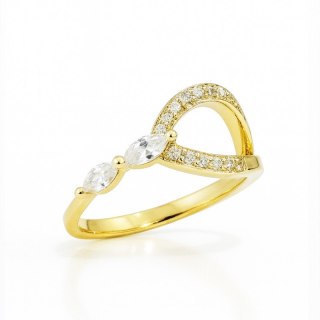 Pierścionek stal chirurgiczna platerowana 14k złotem PST980, Rozmiar pierścionków: US7 EU14