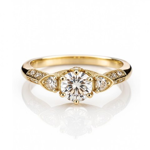 Pierścionek stal chirurgiczna platerowana 14k złotem PST981R6