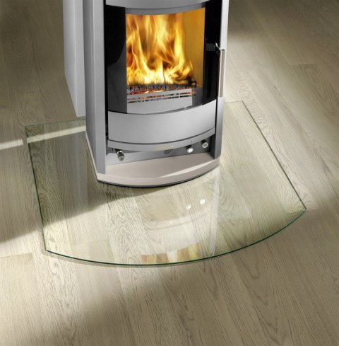 Szyba szkło pod kominek hartowane podstawa 100x100 Łuk Czarna Krak-Trans