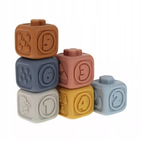 Klocki sensoryczne gumowe miękkie Montessori wieża piramida 13 el