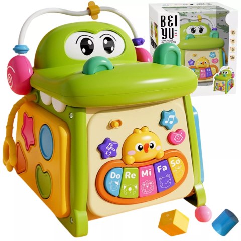 Kostka edukacyjna sorter pianinko sensoryczna labirynt zegar krokodyl MS007