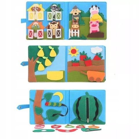 Książeczka filcowa odczepiane elementy tablica 3D domek farma JP-1001