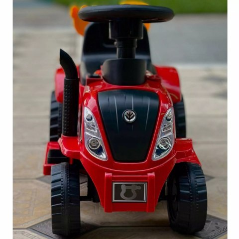 Traktor jeździk na akumulator z przyczepą elektryczny dla dzieci dźwięki czerwony