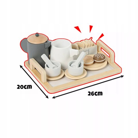 Drewniany zestaw do herbaty dla dzieci z akcesoriami 16 el.