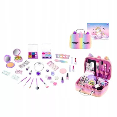 Zestaw do makijażu dla dzieci kuferek jednorożec make up biżuteria