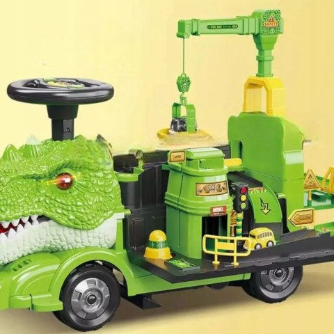 Jeździk 2w1 dinozaur + 4 autka rozkładany parking dźwig dźwięk ZH918