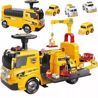 Jeździk 2w1pojazd budowlany + 4 autka rozkładany parking dźwig dźwięk ZH913