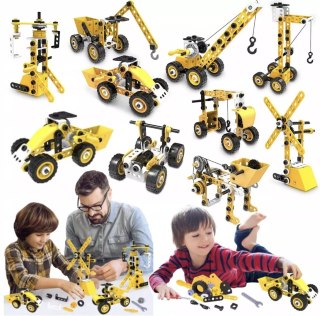 Klocki konstrukcyjne 8w1 pojazdy edukacyjne zestaw walizka 100 el