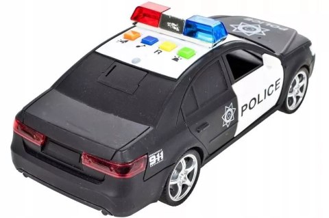 Policyjny radiowóz otwierane drzwi świecące koguty dźwięki auto policja