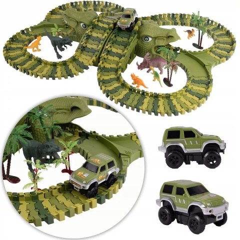 Tor samochodowy dla dzieci Dino Park wyścigowy zestaw 230 el dinozaury