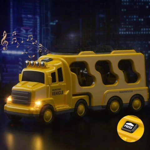 Zestaw laweta transportowa autka budowlane koparka dźwięk światło SX700-10