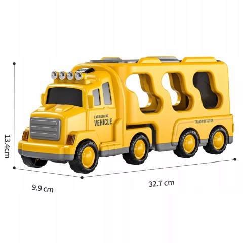 Zestaw laweta transportowa autka budowlane koparka dźwięk światło SX700-10