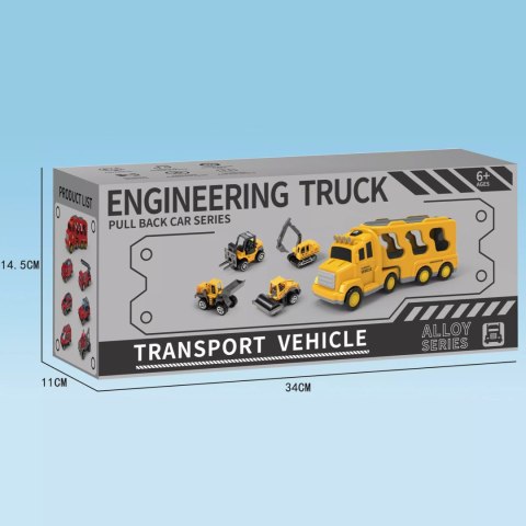 Zestaw laweta transportowa autka budowlane koparka dźwięk światło SX700-10