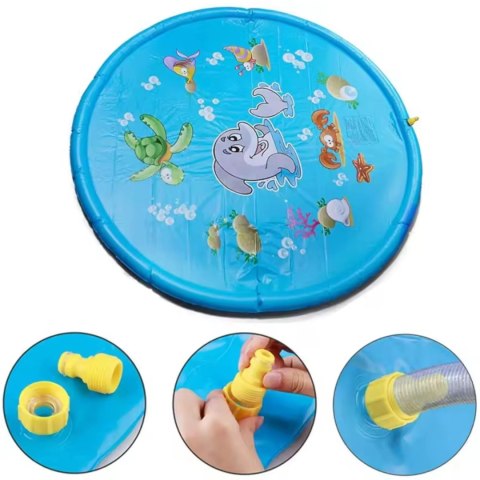 Brodzik letnia mata wodna fontanna 150 cm zraszacz delfin ślizgawka 1657