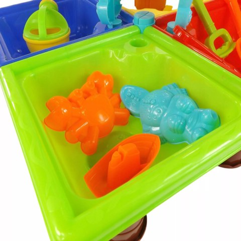 Stolik do piasku i do wody delfin młyn łopatka grabki foremki 25 el 9829
