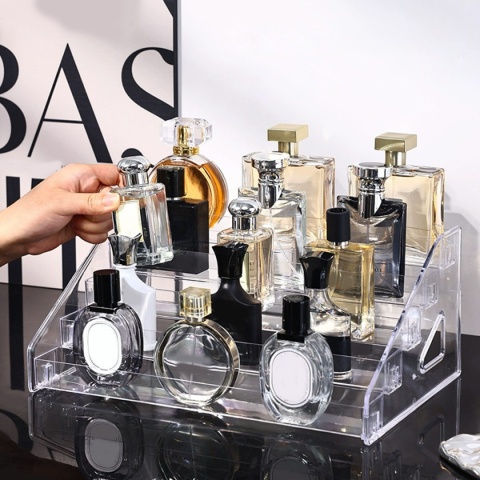 1 szt., przezroczysty wielowarstwowy stojak na perfumy, stojak ekspozycyjny na kosmetyki, stojak do sortowania toaletki, stojak na lakiery do paznokci
