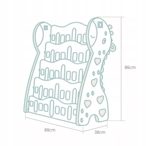 REGAŁ MONTESSORI NA KSIĄŻKI PÓŁKA SZAFKA ORGANIZER POKÓJ DZIECIĘCY ŻYRAFKA RÓŻOWY Z33R