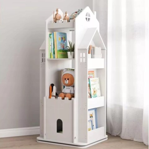 REGAŁ NA KSIĄŻKI OBROTOWY PÓŁKA DOMEK ORGANIZER POKÓJ DZIECIĘCY BIAŁY WF