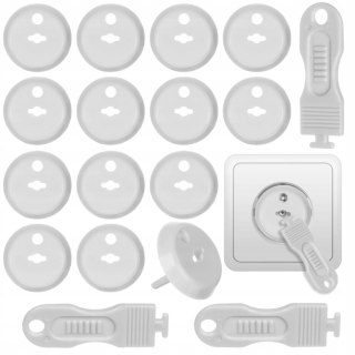 Zabezpieczenia gniazdek 15 szt. + klucze | blokada kontaktów dla dzieci