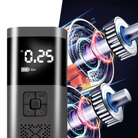 Akumulatorowa pompka elektryczna mini kompresor samochodowy flashlight SOS