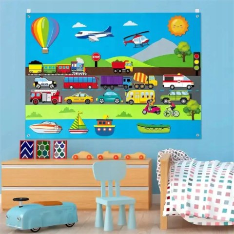 MATA EDUKACYJNA Tablica FILCOWA na rzepy dla dzieci Miasto pojazdy